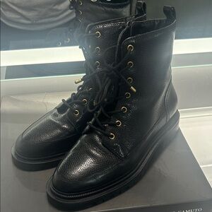 Black Leather Vince Camuto Women’s Moto Boots